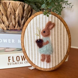 Needle Felt Nursery Sign Photo Prop Newborn New Baby Bunny Rabbit Embroidery Hand Made