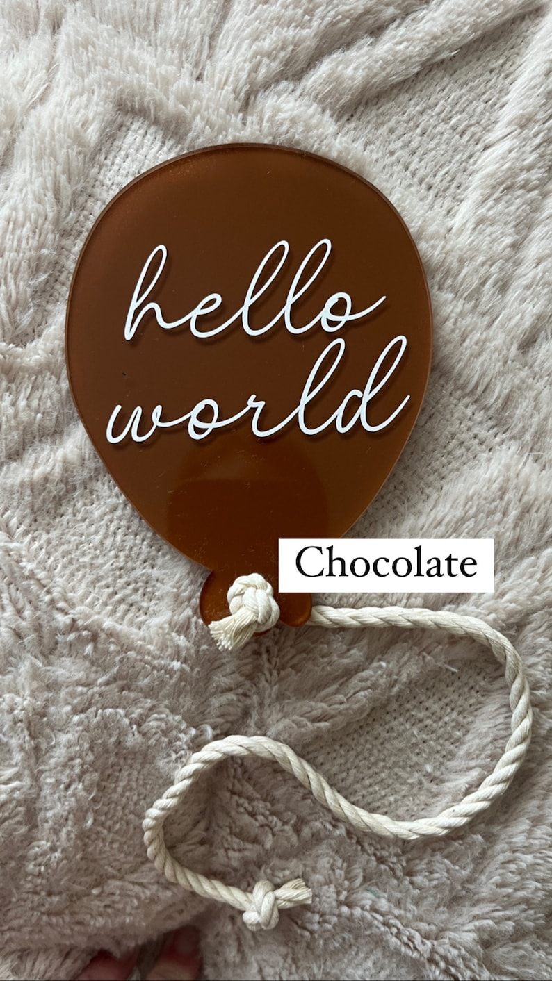 Acrylic Birth Announcement Sign Photo Prop Hospital Newborn New Baby Hello World Balloon image 9