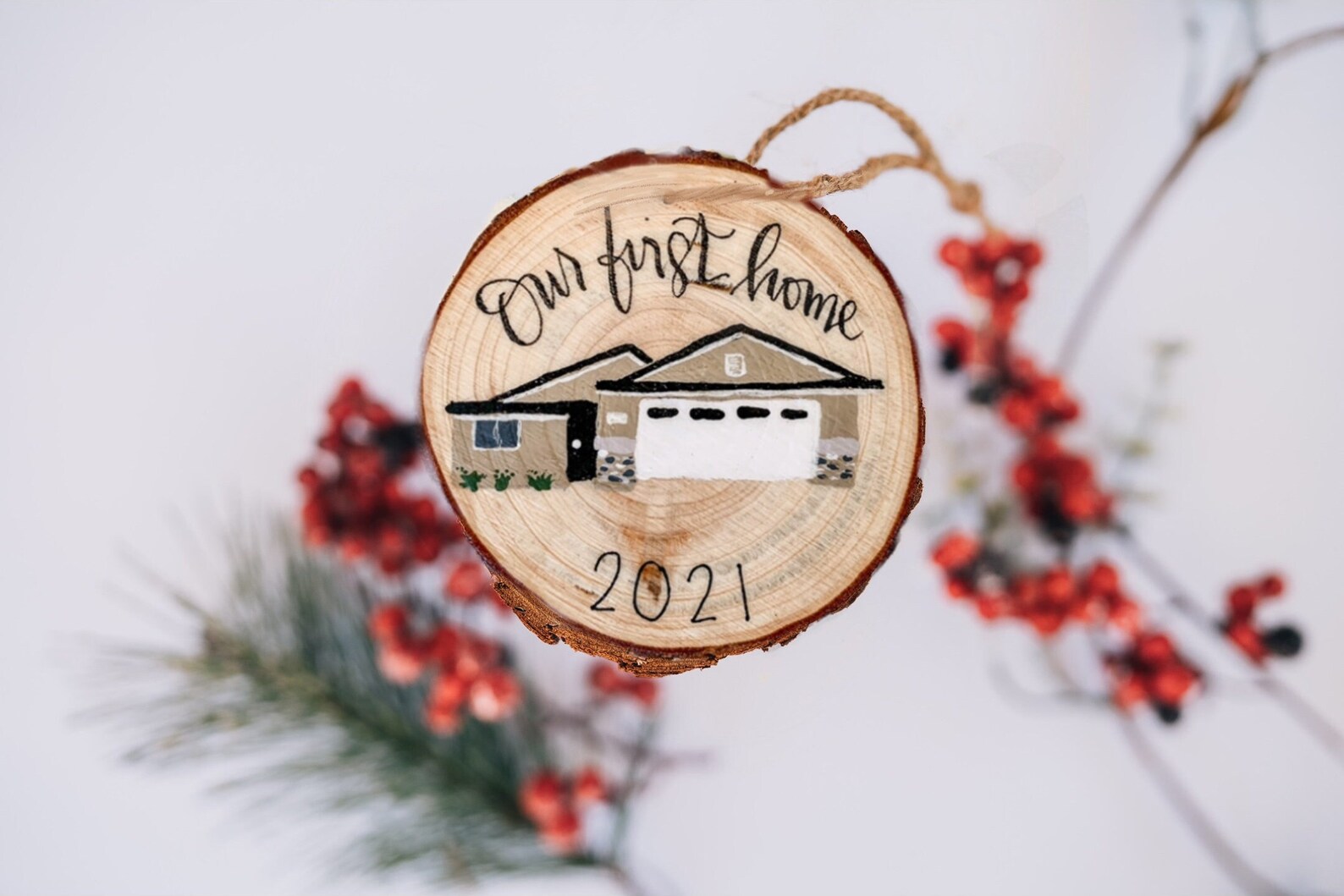 Hand Painted Wood Personalized Home Ornament First House - Etsy