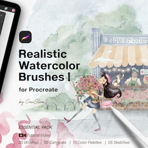 Procreate 用水彩ブラシ、iPad 用デジタル ペイント ツール、リアルなブラシ パック、紙のキャンバス