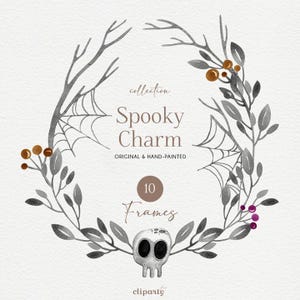 Halloween Wreaths Watercolor Clipart, Halloween Graphics for commercial use, Halloween Download, Spooky Graphics, Halloween Party Clipart