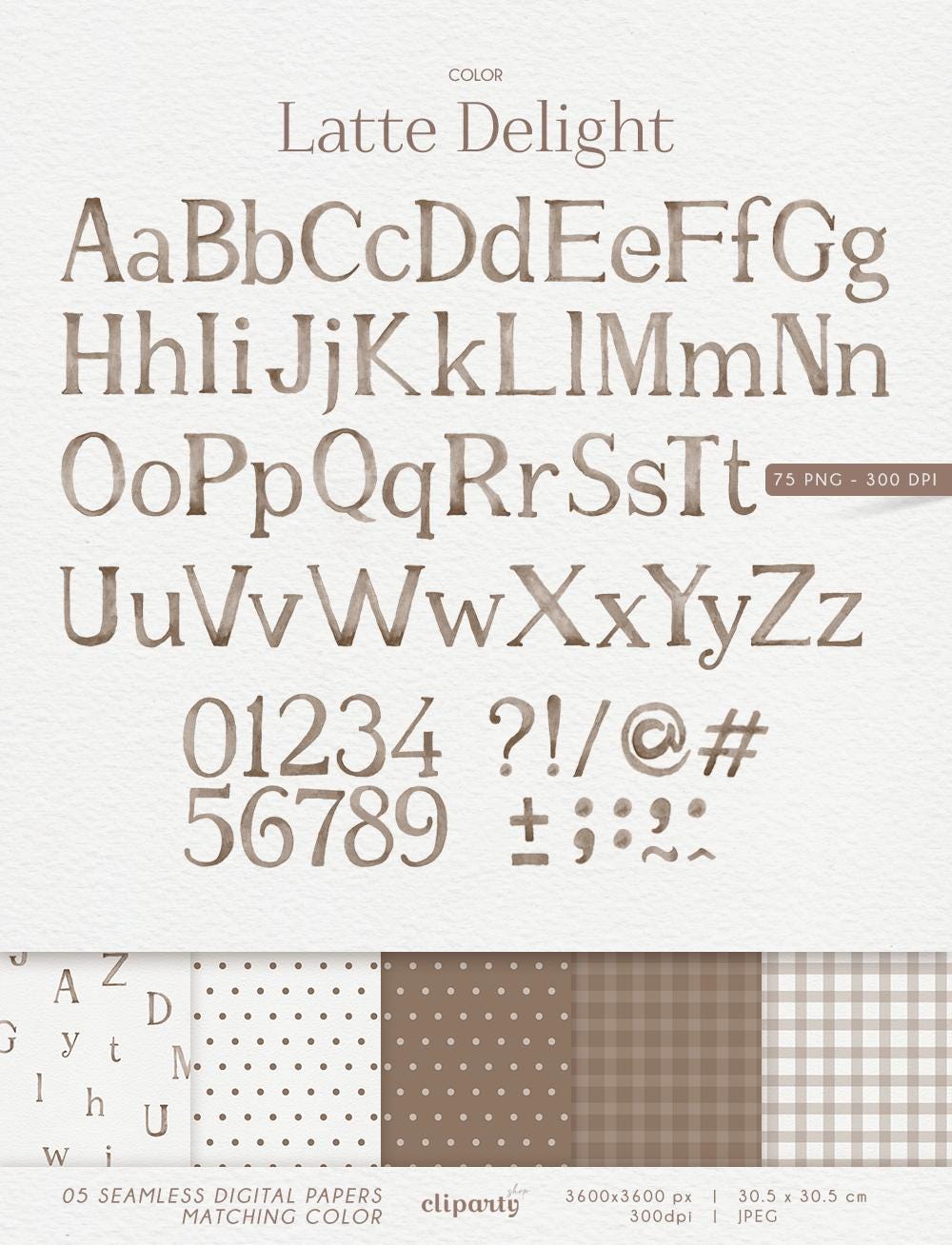 Watercolor Beige Alphabet Clipart, Coffee Pastel Colors Letters, Cute ...