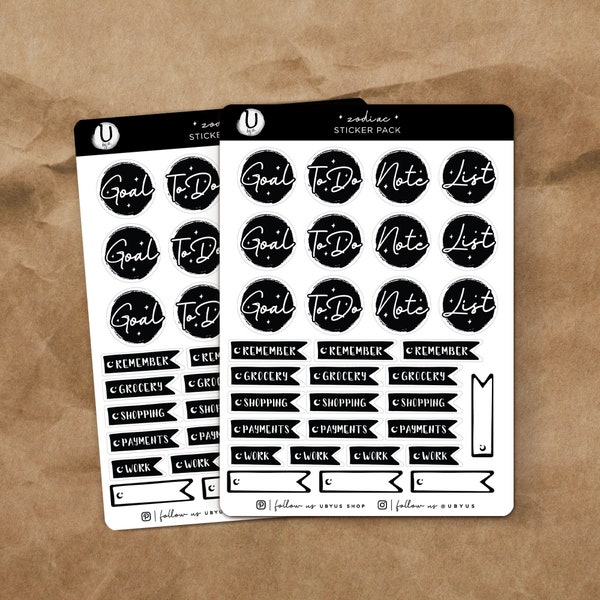 2020 Zodiac Stickers for bullet journal, astrology planner. Planner sticker for your Zodiac Sign. To Do, Goal, Note, List sticker.
