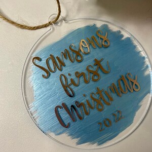 Babys First Christmas Personalised Decoration New Baby Bauble 2022 Hand-painted Custom First Christmas Tree Ornament Rose gold metallic