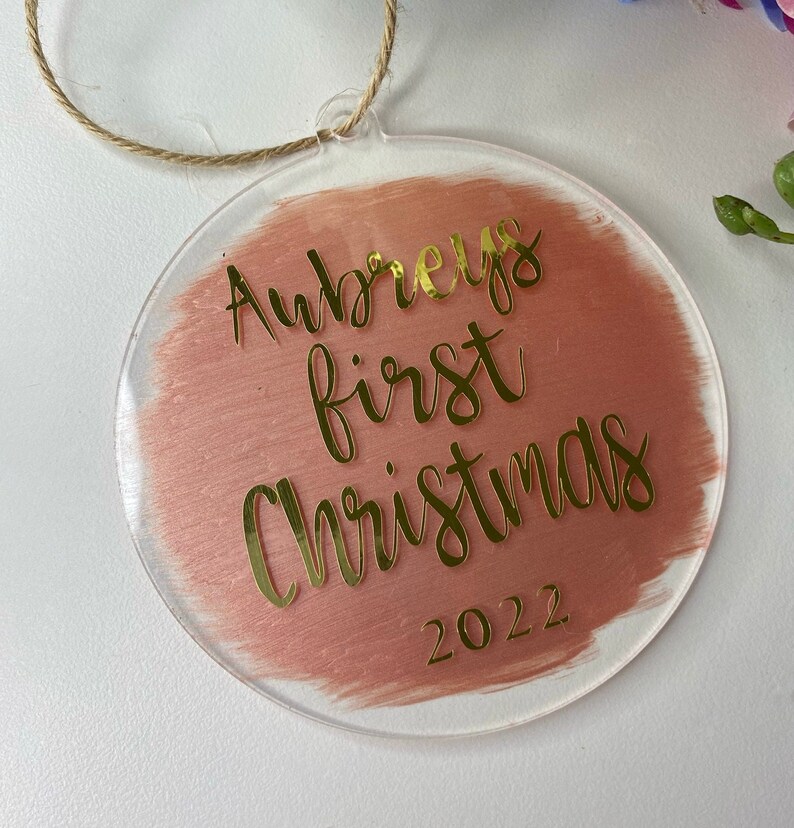 Babys First Christmas Personalised Decoration New Baby Bauble 2022 Hand-painted Custom First Christmas Tree Ornament image 1