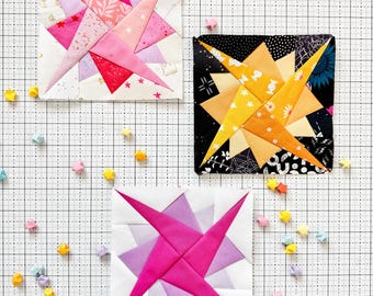 Spiked Star FPP Quilt Block, PDF Pattern