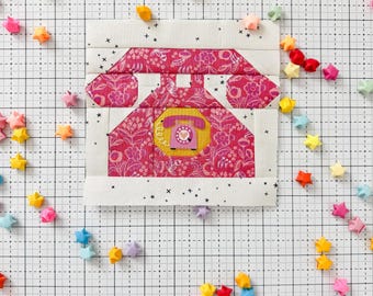 Telephone FPP Quilt Block, PDF Pattern