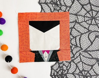 Dracula FPP Quilt Block, PDF Pattern
