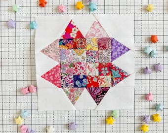 Cosmic Confetti FPP Quilt Block, PDF Pattern