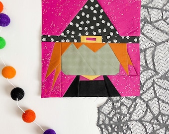 Witchy FPP Quilt Block, PDF Pattern