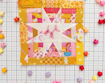 Nova Flare FPP Quilt Block, PDF Pattern