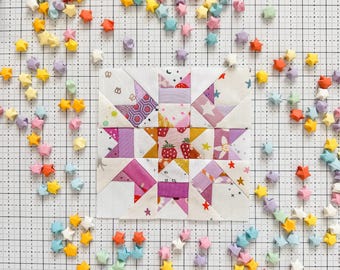 Star Go Round FPP Quilt Block, PDF Pattern