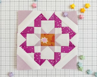 Bloom Burst FPP Quilt Block, PDF Pattern