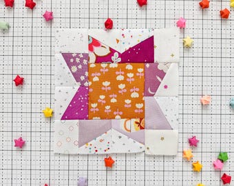 Offset Star FPP Quilt Block, PDF Pattern