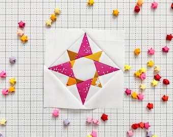 Knotted Star FPP Quilt Block, PDF Pattern