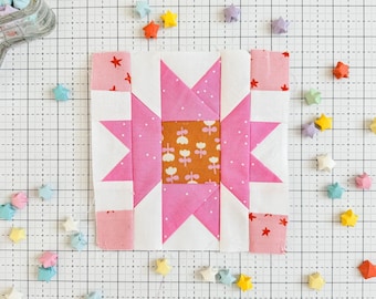 Bee Balm FPP Quilt Block, PDF Pattern