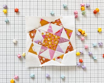 Tilted Star FPP Quilt Block, PDF Pattern
