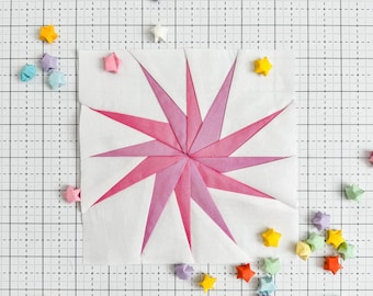 Orb Star FPP Quilt Block, PDF Pattern