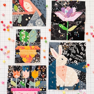 Midnight Garden FPP Block Bundle, PDF Pattern