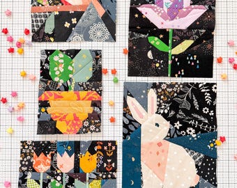 Midnight Garden FPP Block Bundle, PDF Pattern