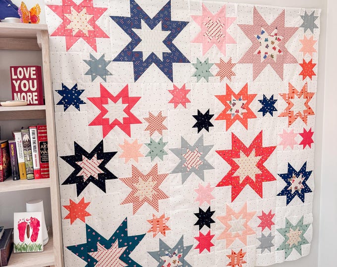 Featured listing image: Star Splatter Quilt Pattern PDF - Instant Download