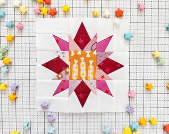Star Riot FPP Quilt Block, PDF Pattern