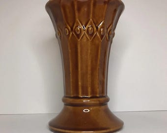 McCoy Tiara USA Pottery Brown Glaze Vase
