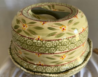 Old World Green Temp-rations convertible serving platter/cake Holder combo