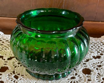 vintage A.L.R. Co. emerald green glass vase or planter bowl