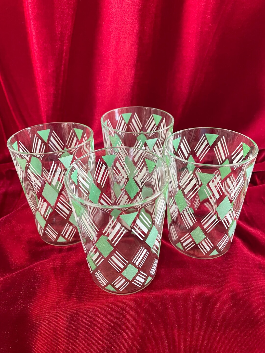 Vintage Diamond Pattern Glass Tumblers. 2oz Set of 4 - Etsy