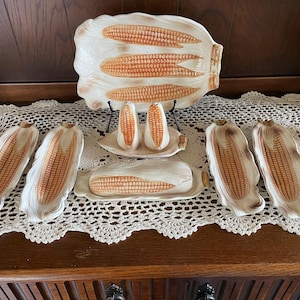 Vintage ceramic corn on the cob serving set