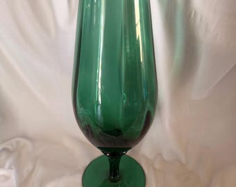Vintage Empoli Italian Optic Footed Vase