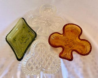 vintage Indiana Glass Co. Tiara Sandwich pattern card suit dishes Set of 4  (#2)