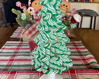 Clay dough green striped lighted candy tree