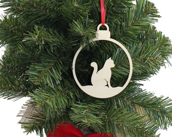 Weihnachtsbaumanhänger Christbaumanhänger Katze aus Holz