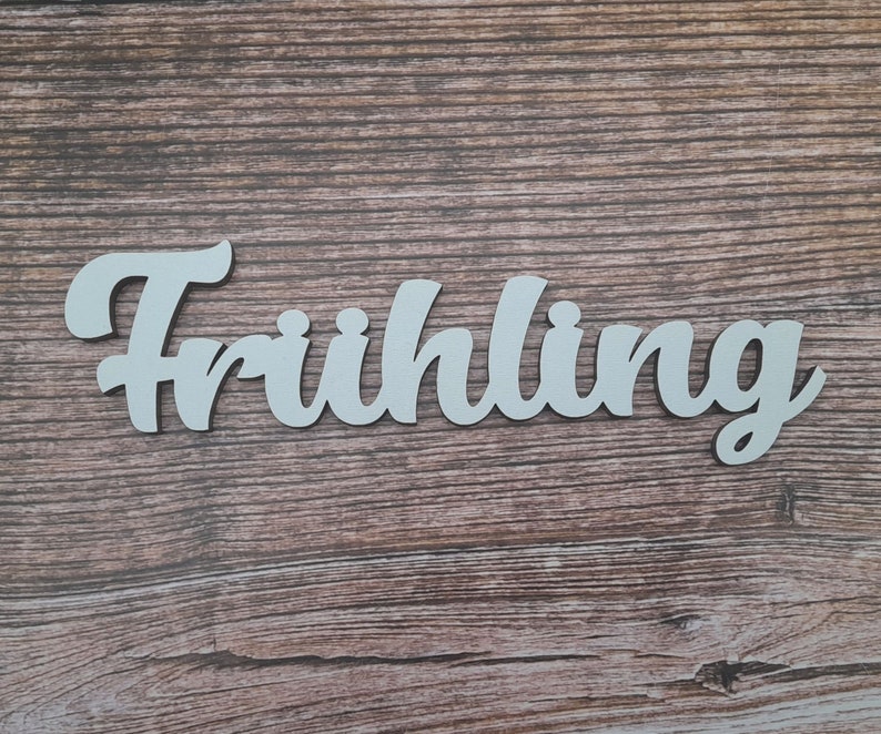 Schriftzug Frühling aus Holz weiß optional mit Aufsteller zur Frühlingszeit Schild Holzschild Bild 2