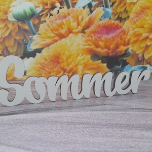 Schriftzug Sommer aus Holz weiß - optional mit Aufsteller - zur Sommerzeit - Schild Holzschild