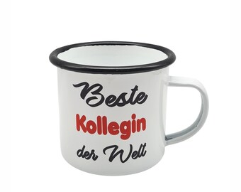 Tasse Beste der Welt - Beste Kollegin - Emaillebecher weiß - 2 Größen