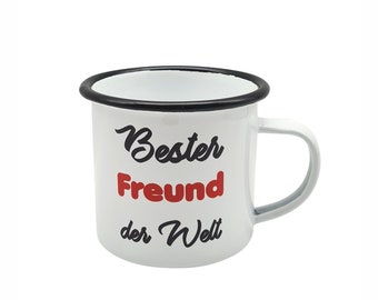 Tasse Beste der Welt - Bester Freund- Emaillebecher weiß - 2 Größen