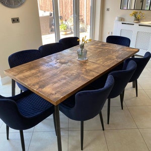 Extra large rustic family dining table  2"/45mm solid wood & steel 10/12, 14/16. Handmade to order