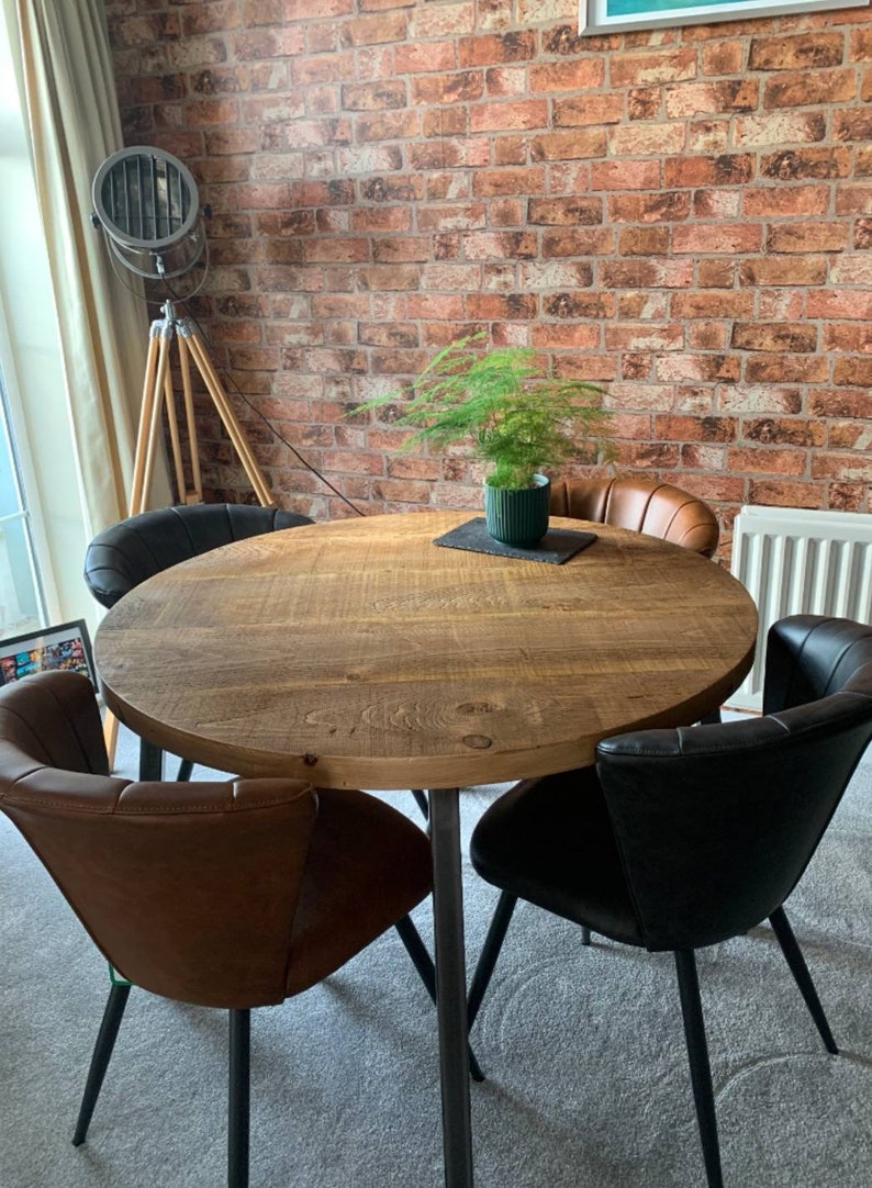 Round Rustic Industrial Dining Table Chunky 2/ 45mm Etsy UK