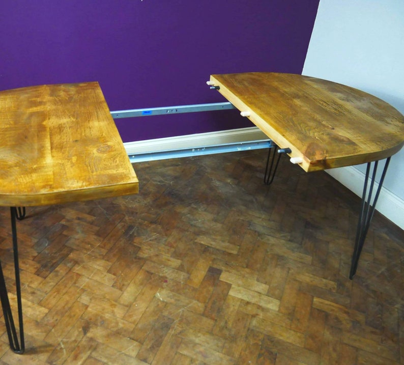 Oval Dining Table Extendable Rustic Industrial Chunky Etsy UK