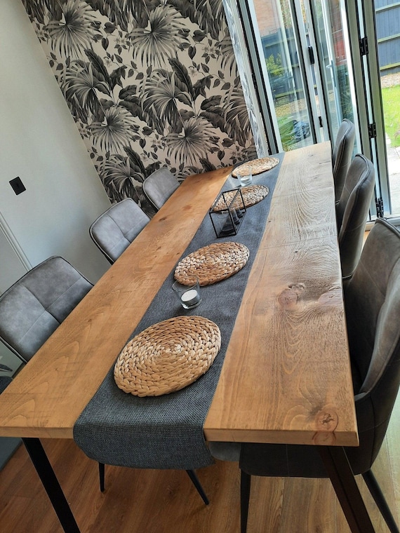 Extra Chunky Extra Large Rustic Dining Table With Steel Legs 120 Wide Etsy