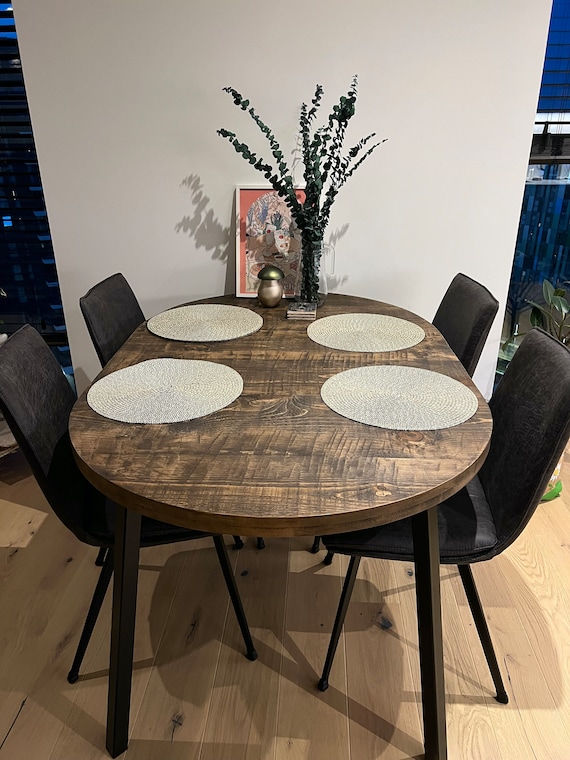 Extra Chunky extending round rustic dining table Etsy