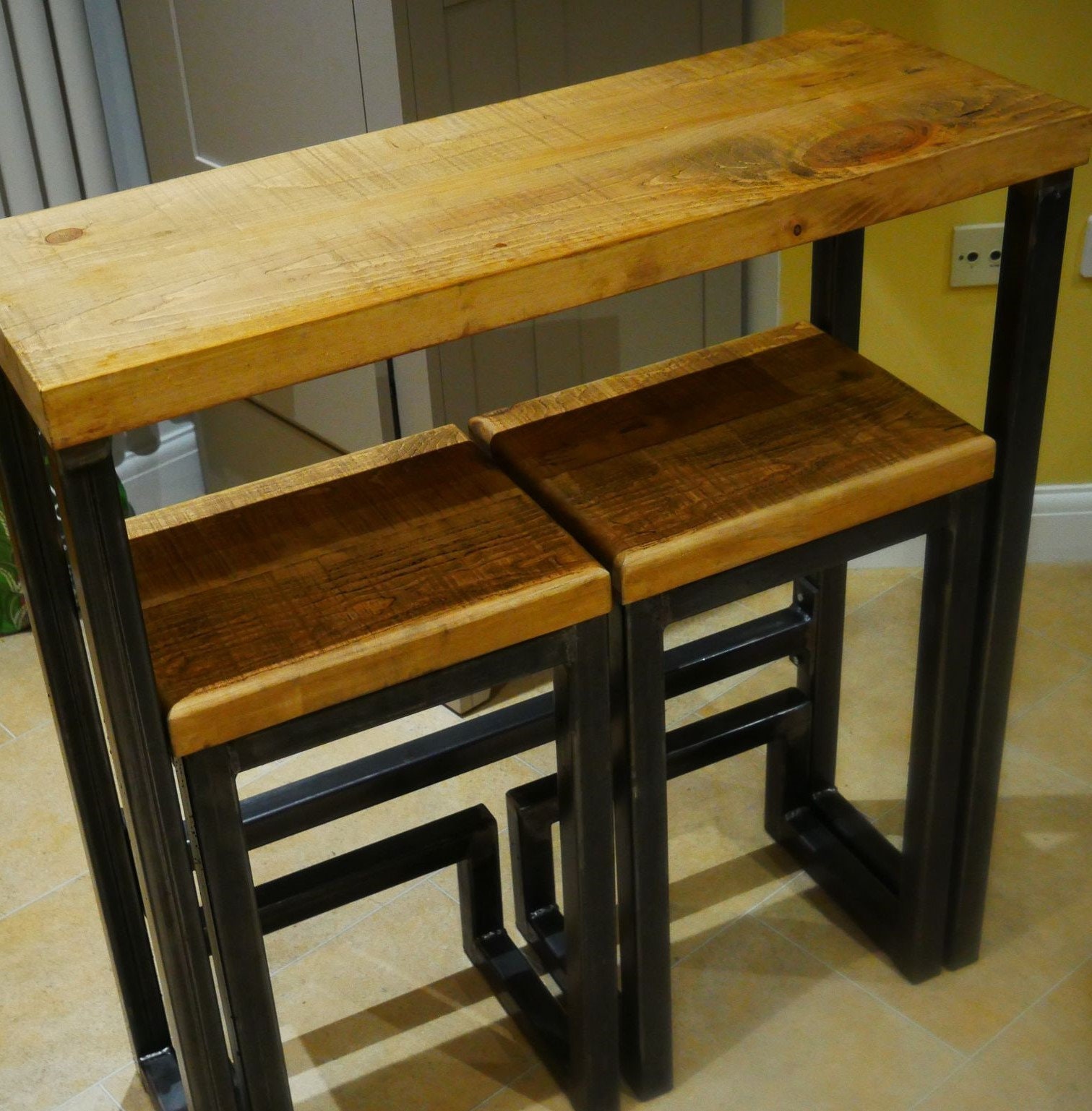 Rustic Industrial Breakfast Bar Kitchen Table Chunky Etsy UK