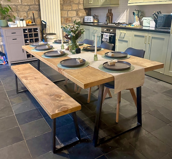 Extra Chunky extra long large rustic dining table - 96 wide