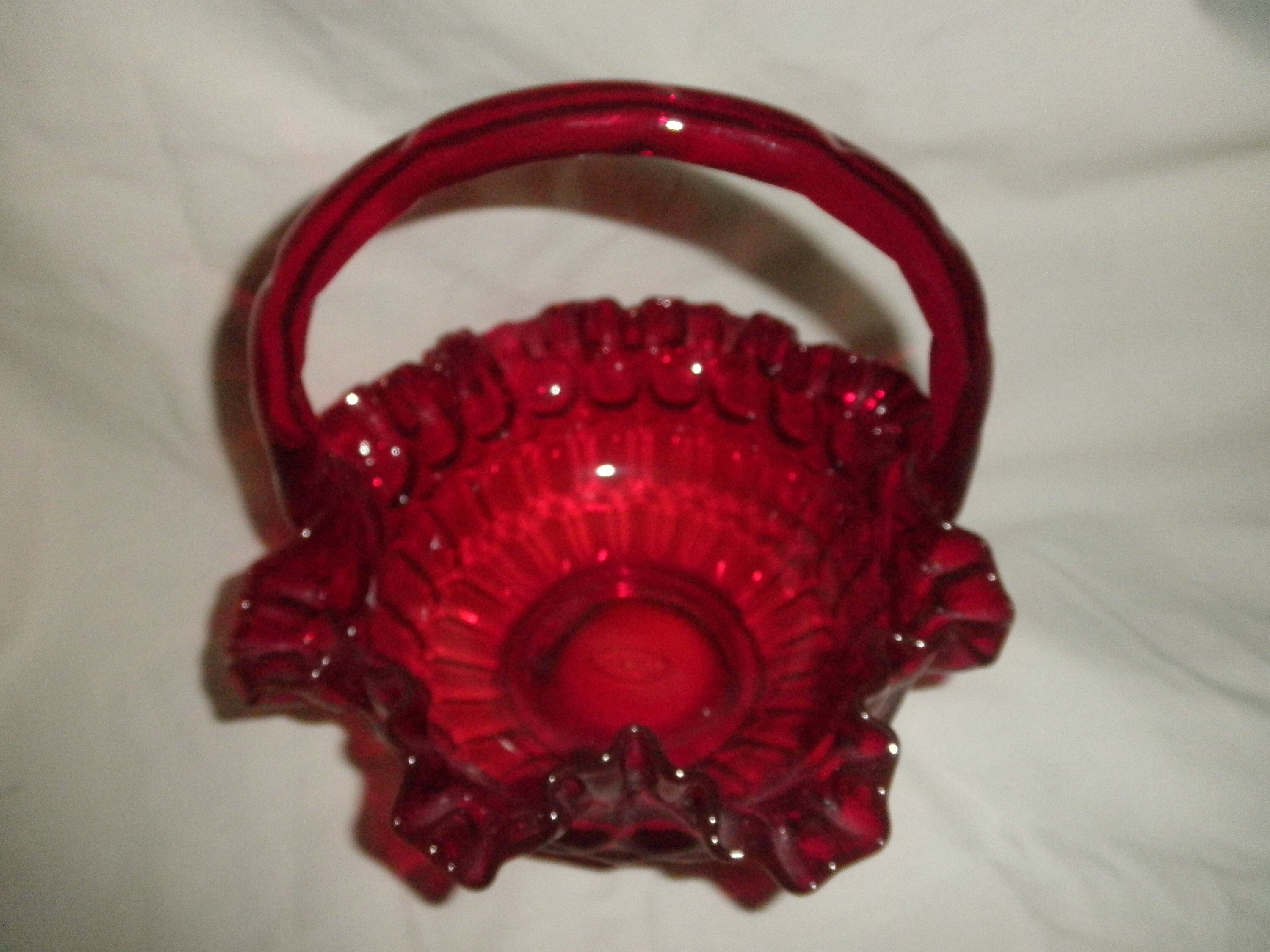 Fenton Ruby Red Glass Basket Etsy