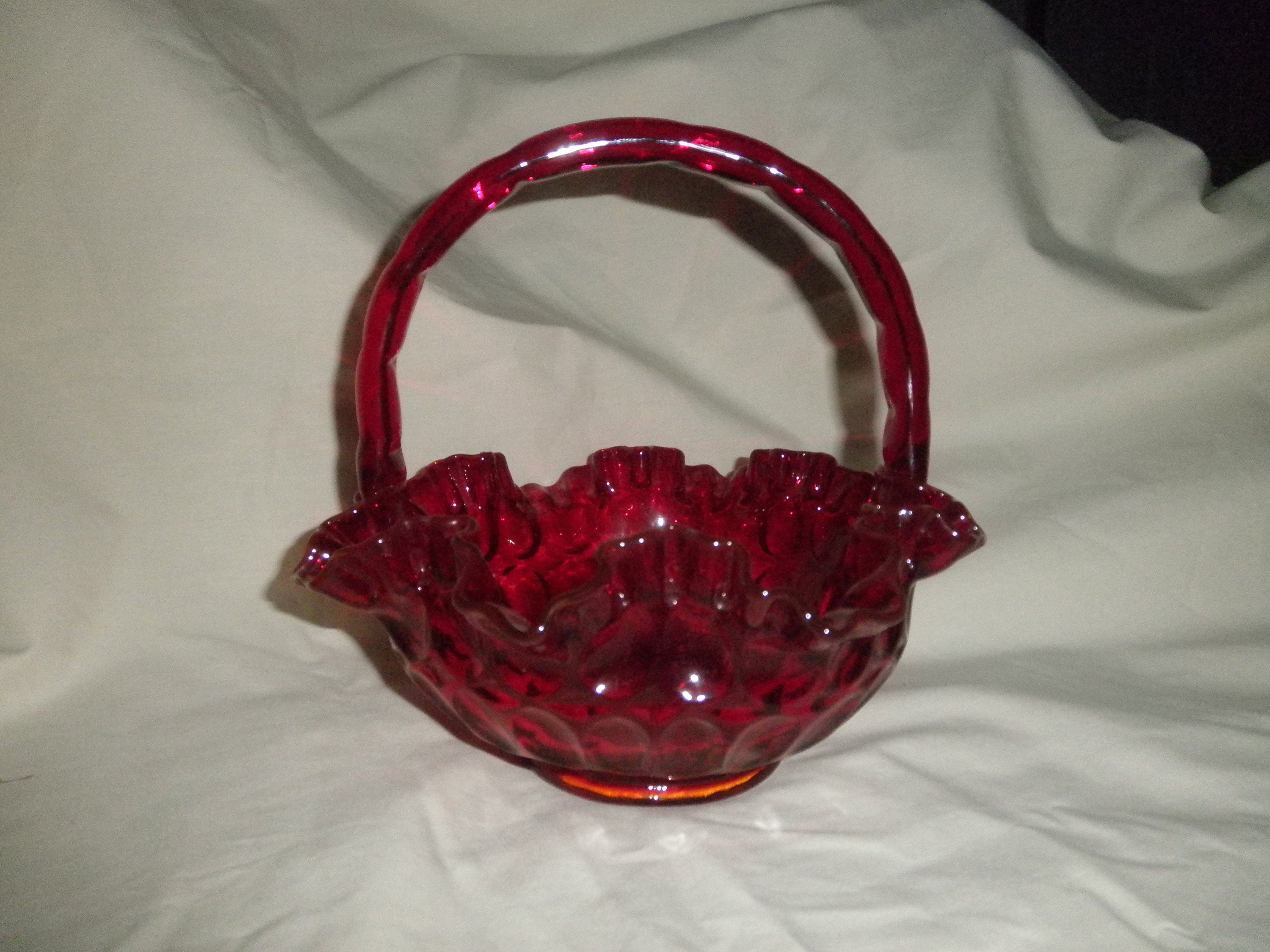 Fenton Ruby Red Glass Basket Etsy