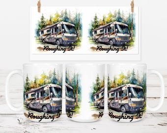 Envoltura divertida para taza de camping: Diseño de sublimación para autocaravana (descarga digital)