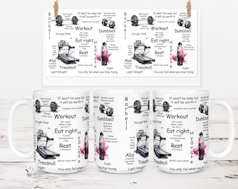 Diseño de collage para tazas de 11 oz y 15 oz con fondo blanco para sublimación. Descarga digital instantánea en formato PNG.